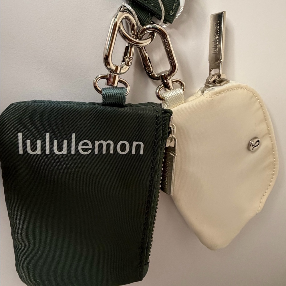 lululemon athletica green & cream Key & Card Holders & key strap.